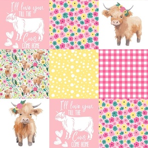 Pink Highland Cow Quilt Layout