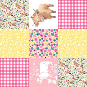 Pink Highland Cow Quilt Layout