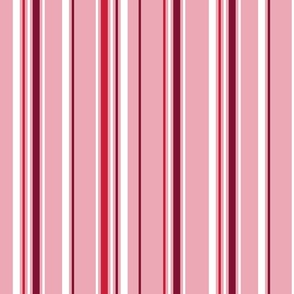 S - White, Red, Pink Colors Classic Retro Christmas Stripes