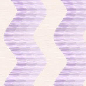 Lilac wavy lines on a textured white background for wallpaper
