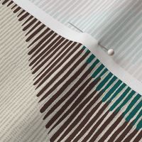 Wavy lines in teal, brown and beige for table linen, home decor and wallpaper