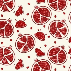 Pomegranate Pieces on White