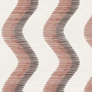 Wavy lines in dark and chestnut brown on a textured background for wallpaper
