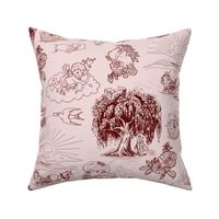 Be My Vintage Valentine Toile de Jouy, Oxblood on Pink