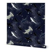 Medium Surreal Ceiling Paper Sharks in Space