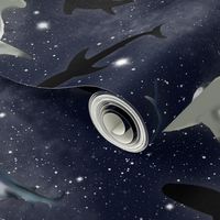 Medium Surreal Ceiling Paper Sharks in Space