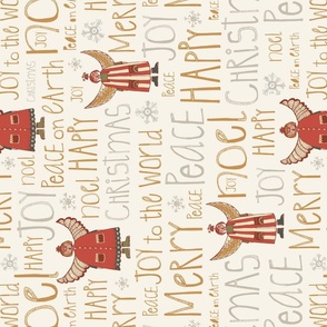 Joy to the World Christmas Angels Tea Towel