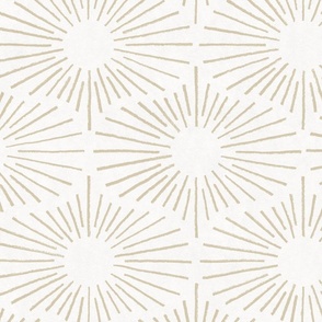 Art Deco Sunshine - Beige on Ivory (Large Scale)