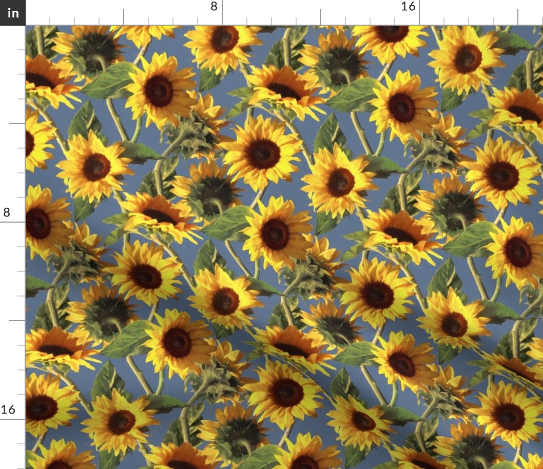 Sunflowers on Light Blue Small Print