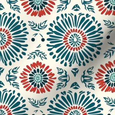 Japanese Elegance: Blue and Red Floral Pattern. (319)