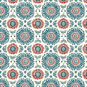 Japanese Elegance: Blue and Red Floral Pattern. (319)