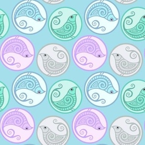 Pastel Celtic bird medallions