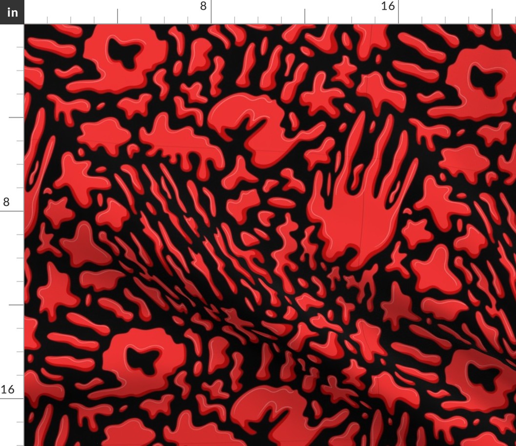 Halloween Fabric Blood Splatters Smears Hand Print
