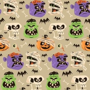Halloween Fabric Cute Bats Zombies Pumpkin Frankenstein