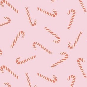 christmas candy canes on pink floss