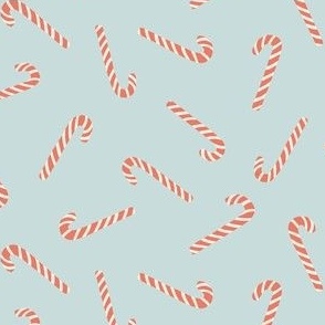 christmas candy canes on ice winter blue