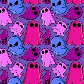 Halloween Fabric Cute Ghosts Kids girls Purple