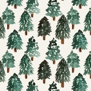 2 inch watercolor pine trees