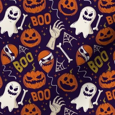 Halloween Fabric Kids Boo Ghost Pumpkin Cute