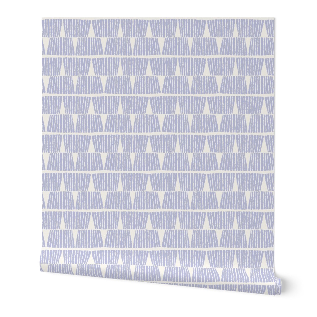 Hand drawn textured lines stripes block print in blue on cream - LARGE SCALE