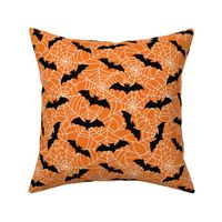 Halloween Fabric Spider Web Orange Black White