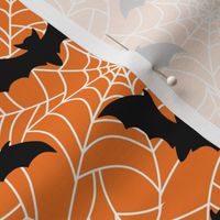 Halloween Fabric Spider Web Orange Black White