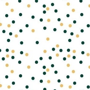 Cute Holiday Polka Dot Coordinating Ditsy Blender Print in Forest Green, Gold and White