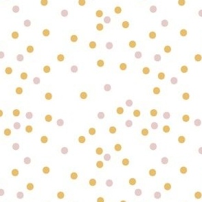Cute Polka Dot Coordinating Ditsy Blender Print in Pale Pink, Gold and White