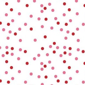 Cute Valentines Polka Dot Coordinating Ditsy Blender Print in Red and Pink on White