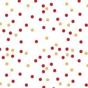 Cute Holiday Polka Dot Coordinating Ditsy Blender Print in Red, Gold and White