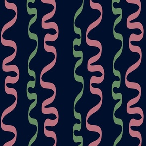 Wonky lines - pink and green on blue background - large