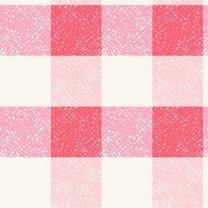 Pink red cream cottage core plaid gingham checkers - LARGE SCALE