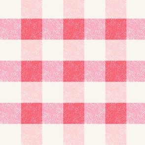 Pink red cream cottage core plaid gingham checkers - MEDIUM SCALE