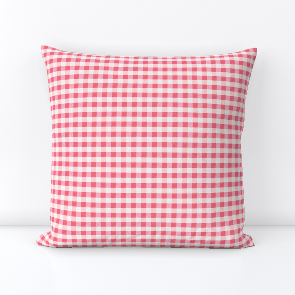 Pink red cream cottage core plaid gingham checkers - EXTRA SMALL SCALE