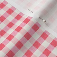 Pink red cream cottage core plaid gingham checkers - EXTRA SMALL SCALE
