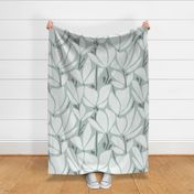 Flowing graphic floral - monochromatic - muted green gray - extra large scale