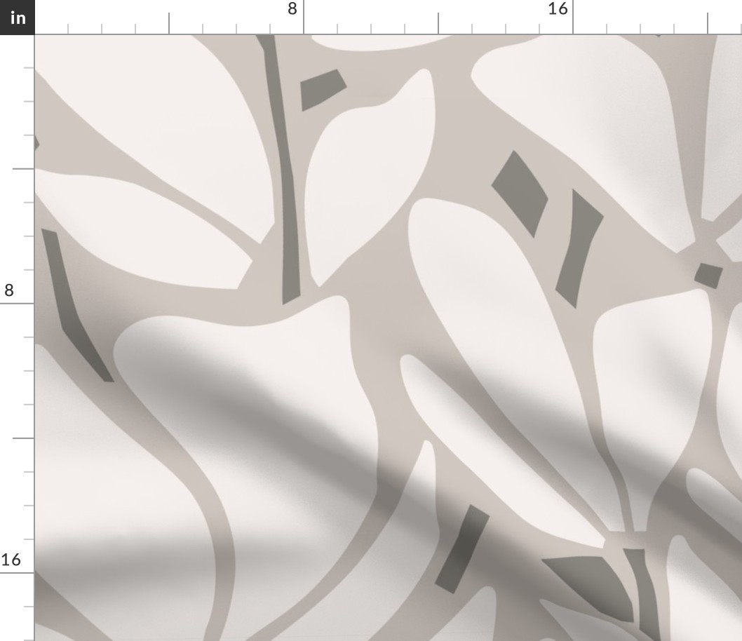 Flowing graphic floral - monochromatic - taupe - extra large scale