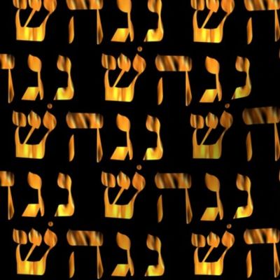 Shin hay gimel nun fire letters 