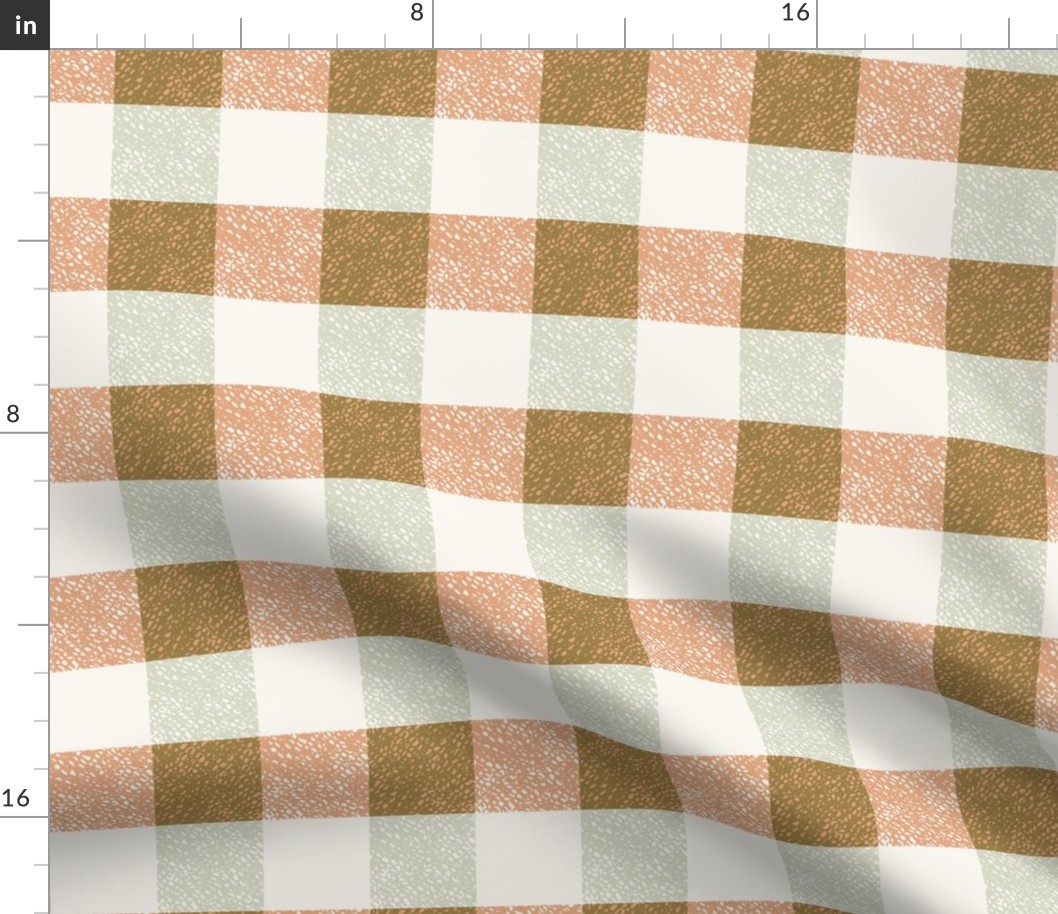 Rust brown chartreuse cottage core plaid gingham checkers - LARGE SCALE