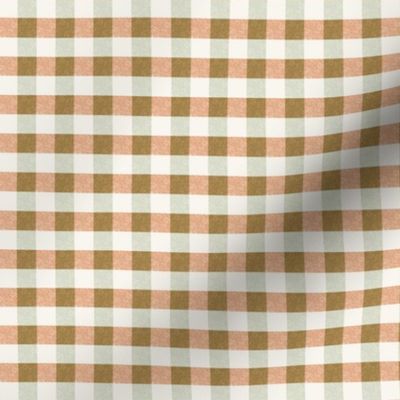 Rust brown chartreuse cottage core plaid gingham checkers - EXTRA SMALL SCALE