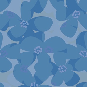 Dark Buttercups - Large Scale - Graphic Floral - Slate Blue