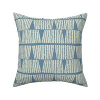 Hand drawn textured lines stripes block print vintage cream on blue grey - EXTRA LARGE SCALE