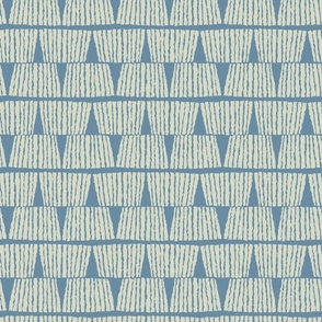 Hand drawn textured lines stripes block print vintage cream on blue grey - LARGE SCALE