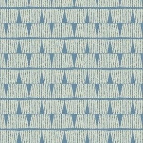 Hand drawn textured lines stripes block print vintage cream on blue grey - SMALL SCALE