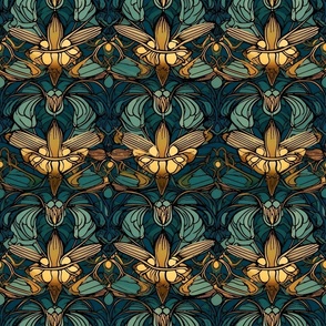 art nouveau abstract bees and insects