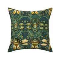 art nouveau bees in green and gold