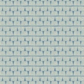 Hand drawn textured lines stripes block print vintage cream on blue grey - EXTRA SMALL SCALE