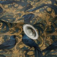 art nouveau gold crow