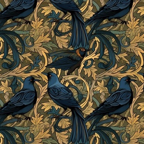 art nouveau gold crow