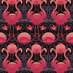 art nouveau flamingo elegance